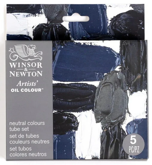 Oil colour tube set - neutral colours 5 pieces
