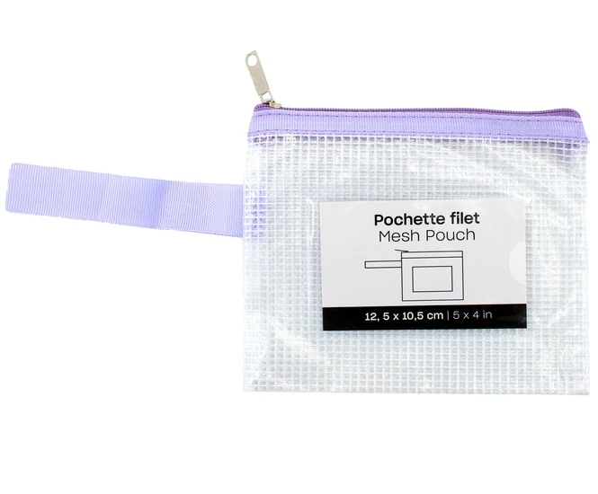 Mesh Zipper Pouch Envelope Purple - 5x4"