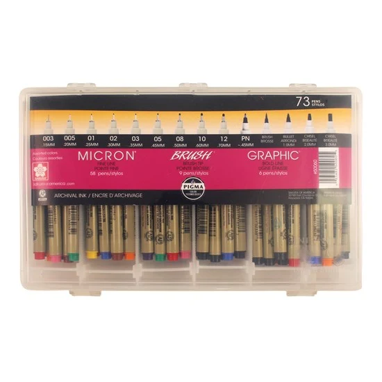 Set of 73 markers pigma assorted colors