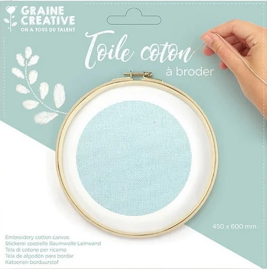 Cotton Embroidery Canvas - 45 x 60 cm - LIGHT BLUE