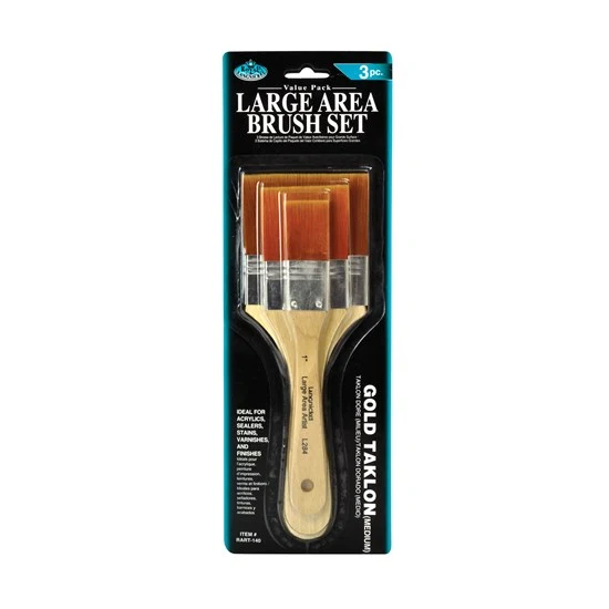Set of 3 Gold Taklon Brushes Flat