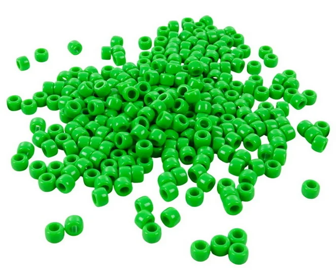 Pack of 300 Green Pony Beads 9mm
