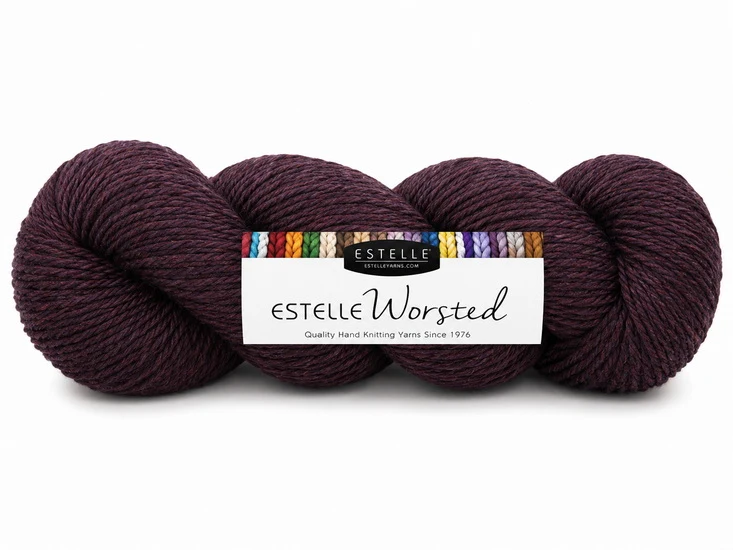 Yarn worsted 40% wool #4 100g aubergine heather
