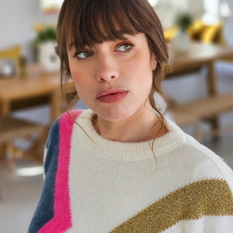 Pull Inès Baltique et or.