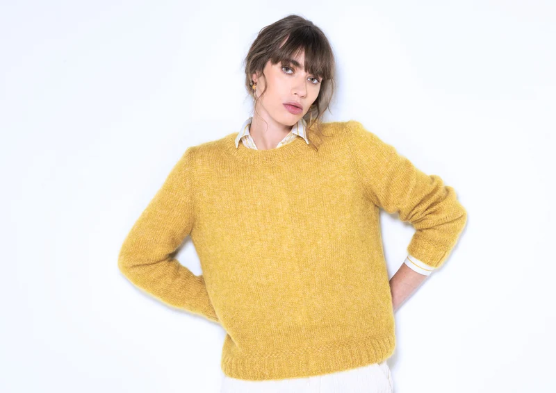 Pull Ambre chiné à tricoter.
