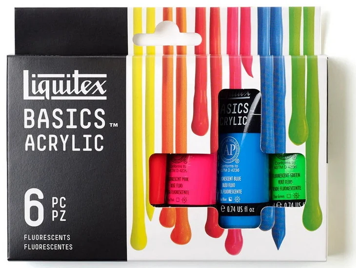 Acrylic color tube set - fluorescent 6 pieces