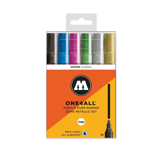 Set of 6 One4all Markers Metallic - 4mm