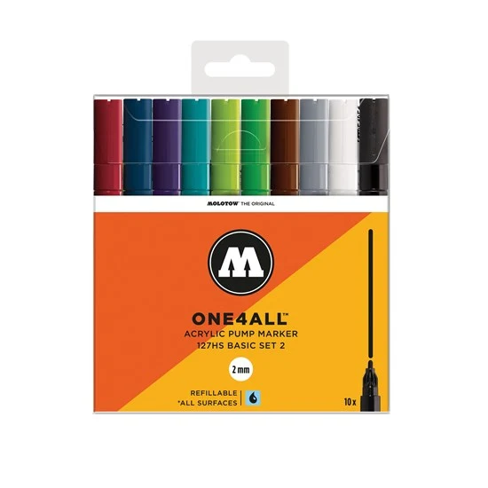Set of 10 One4all Markers Basics No. 2 - 2mm