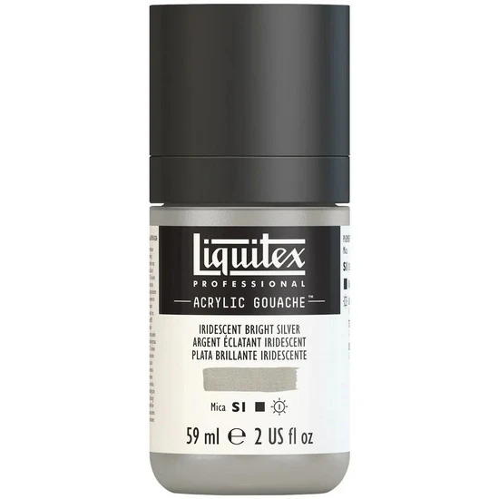 Acrylic gouache - 2oz - iridescent bright silver - s1