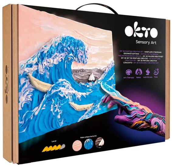 Ens. de peinture créatif 3D La grande vague à Kanagawa