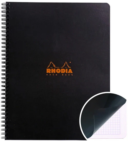 Rhodia Spiral Notebook-Graph - BLACK - 225 X 297 MILLIMETERS