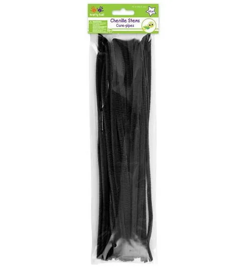 40 Chenille stem - black - 30cm