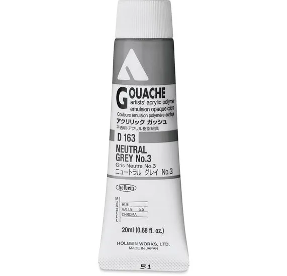 Acryla Gouache Neutral Grey #3 Series A - 20ml