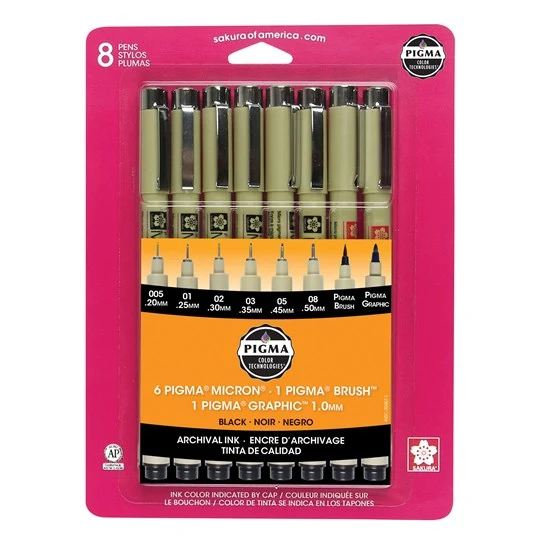Set of 8 markers pigma black