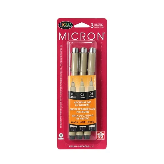 Set of 3 markers pigma micron black precision