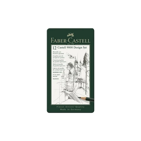 Set of 12 castell 9000 graphite pencils for designers