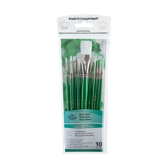 Set of 10 White Taklin Brushes Assorted