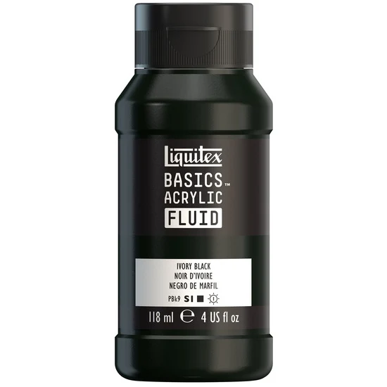 Basics fluid acrylic - 4oz - ivory black