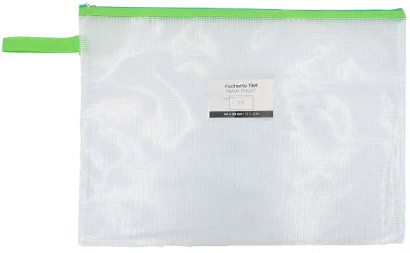 Mesh Zipper Pouch Green -11x17"