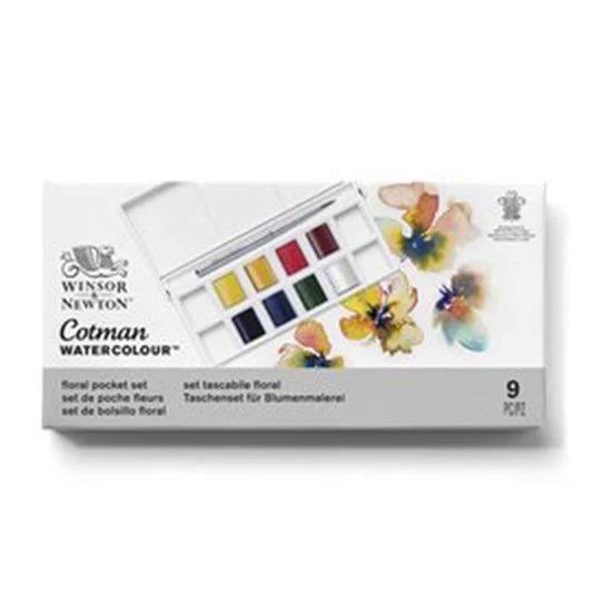 Set of 9 Cotman Watercolour Floral