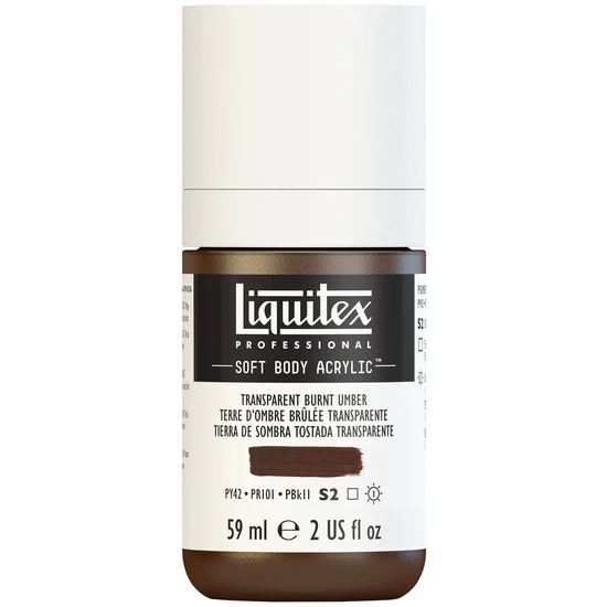 Soft body acrylic - 2oz - transparent burnt umber - s2