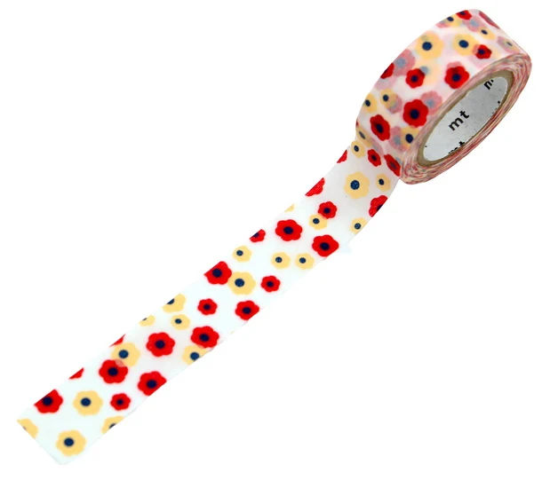 Washi Tape Pink and Yellow Flowers - 15mm X 7m