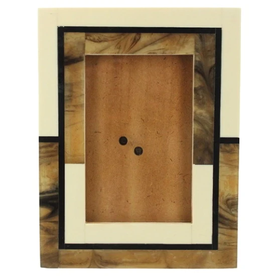 Ivory & tortoise marble effect resin photo frame