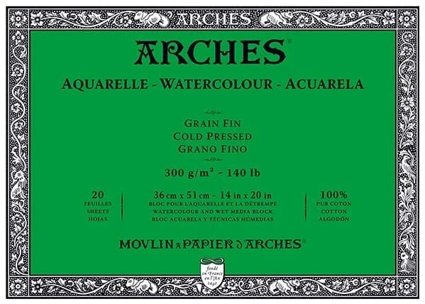 Watercolor pad - 100% cotton - 140lb - cp - 14x20in (20s)