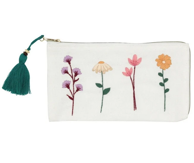 Flower Embroidery Pouch Kit