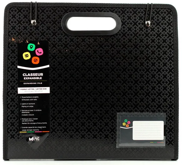 Folder 13 Pockets With Handle - Black