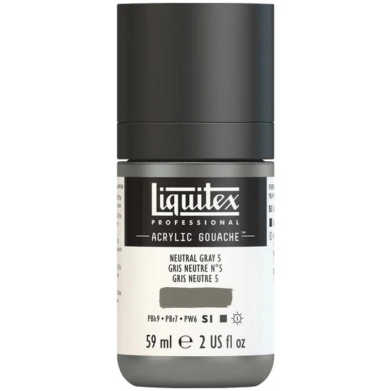 Acrylic gouache - 2oz - neutral grey #5 - s1