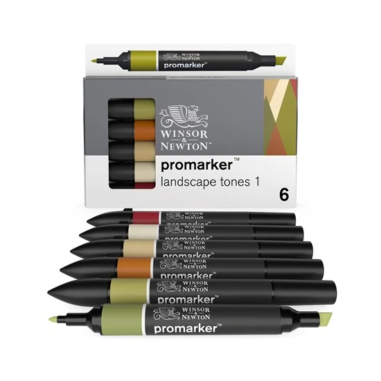 Set of 6 Dual-Tip Promarker Landscape Tones