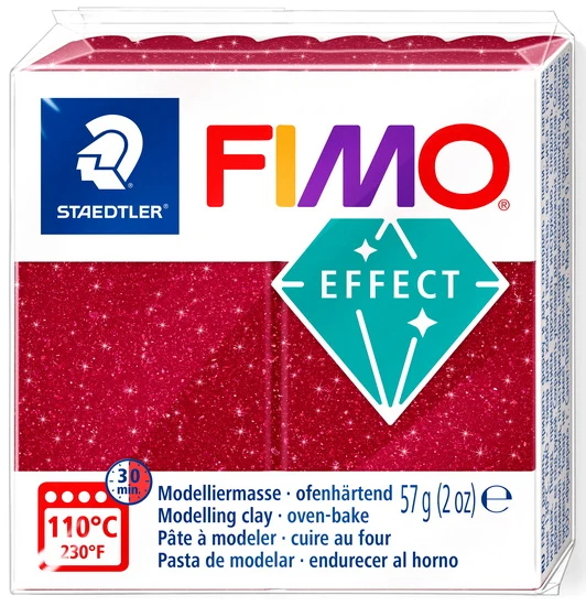 Polymer Clay Fimo Effect Red Glitter