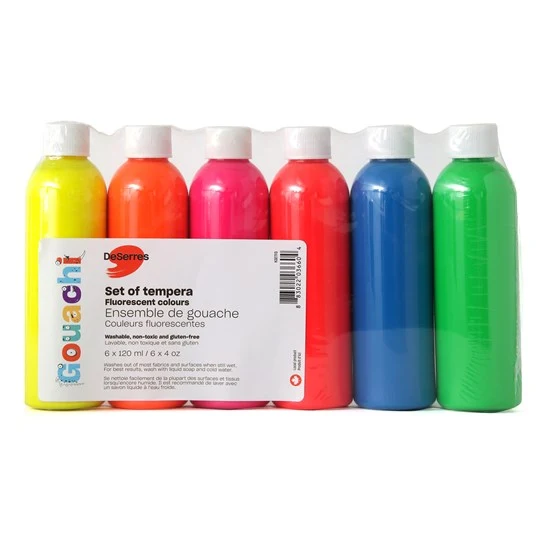 Washable tempera set - fluorescent - 5x120ml