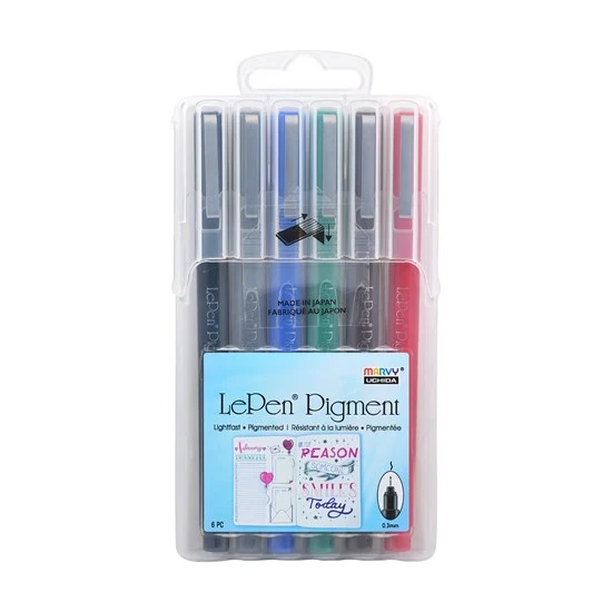 6 Fineliners - lepen - 0.3mm - primary colors