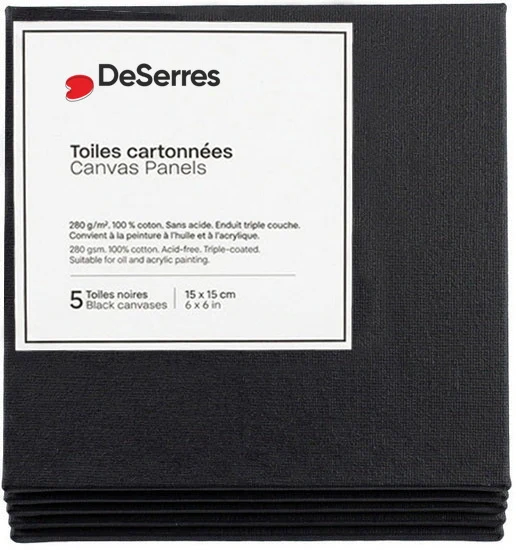 Black Canvas Board 6x6in - 5pcs