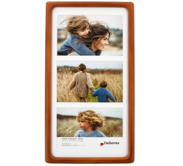 Rounded Corner 3Photo Frame natural 3.5x5.5"