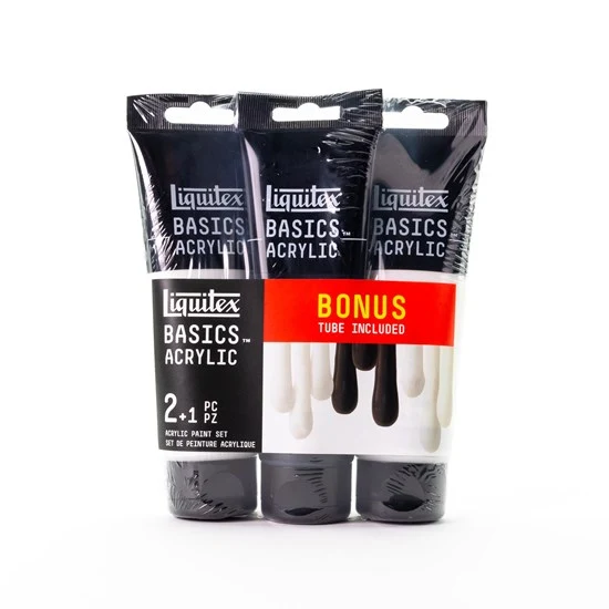 Set of 3 Basics Acrylic Black & White - 118ml