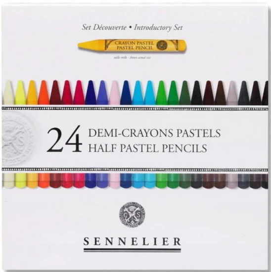 Set of 24 assorted half pastel pencils