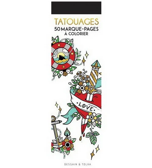 Tatouages : 50 marque-pages à colorier