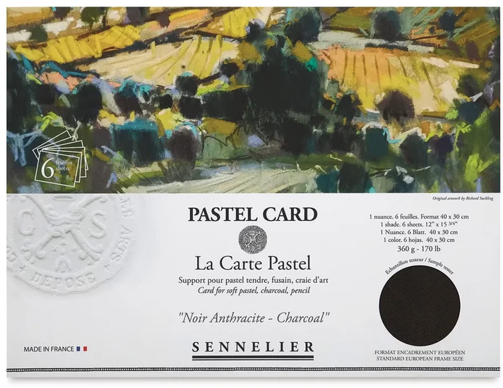 Pack of 6 pastel cards - 30x40cm - anthracite black