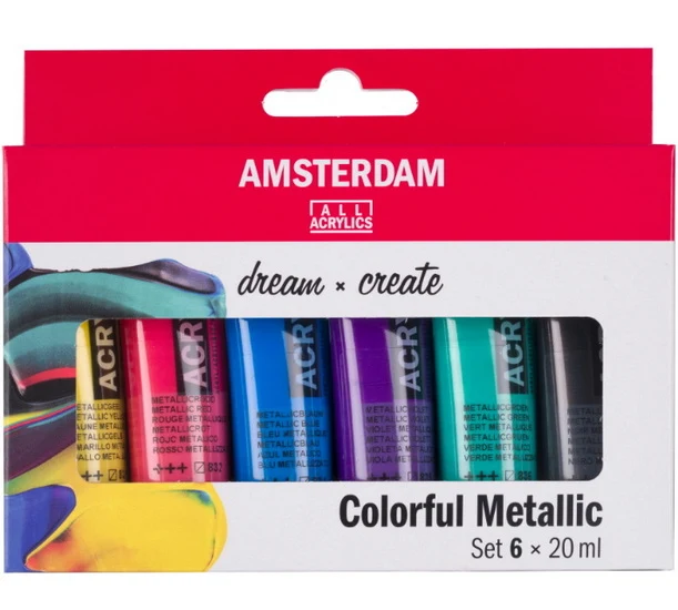 Set of Amsterdam acrylic colorful metallics - 6x20ml