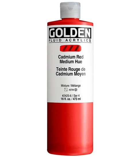 Acrylic fluid - 16 oz cadmium red medium hue s4