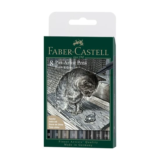 Set of 8 pitt black and grayscale markers