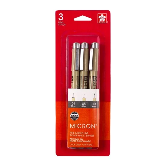 Set of 3 pigma micron markers cool gray