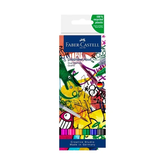 Set of 6 goldfaber aqua double-ended graffiti markers