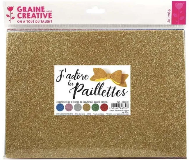 Set of 6 Glitter Soft Rubber Sheets