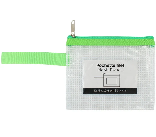Mesh Zipper Pouch Envelope Green - 5x4"