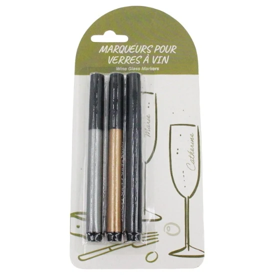 Ens. 3 marqueurs pour verres