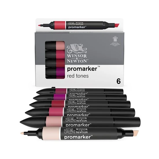 Set of 6 Dual-Tip Promarker Red Tones